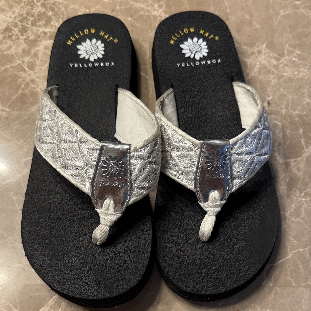 Yellow Box White and BlackThong Sandals